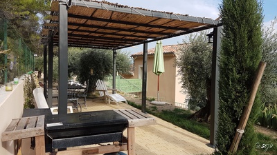 Outside private patio with BBQ